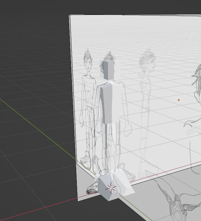 Starting model and self drawn references for demifiend in blender