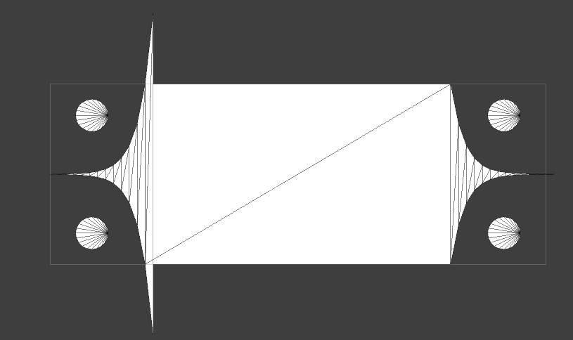 Tapering glitch, with a large polygon jutting out